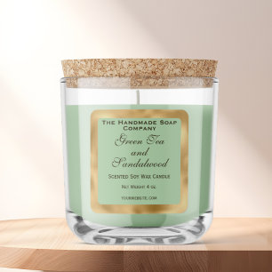 Olive Green and Gold Foil Candle Label