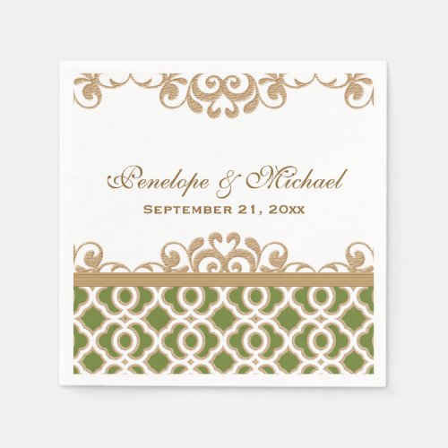 Olive Green and Gold Moroccan Wedding Napkins