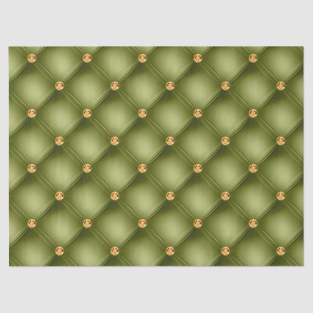 Olive Green and Gold Tufted Tissue Paper (Front)