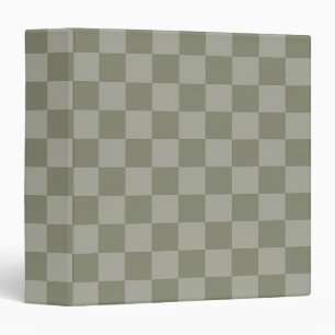 Olive Green and Gray Checkered Pattern Design 3 Ring Binder