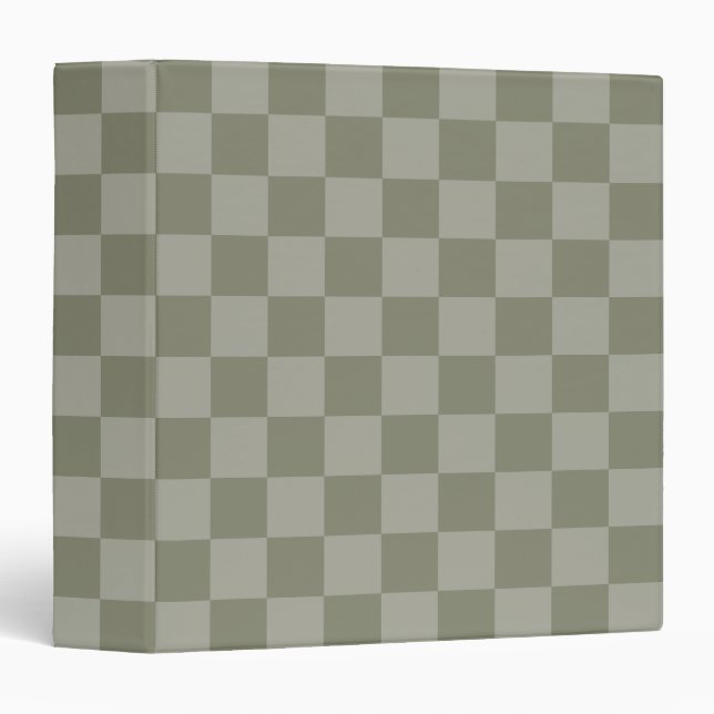 Olive Green and Gray Checkered Pattern Design 3 Ring Binder (Front/Spine)