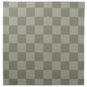 Olive Green and Gray Checkered Pattern Design Cloth Napkin
