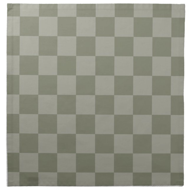 Olive Green and Gray Checkered Pattern Design Cloth Napkin (Front)