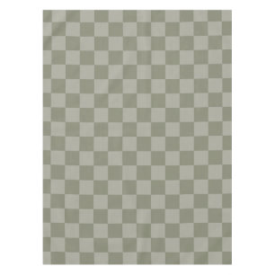 Olive Green and Gray Checkered Pattern Design Tablecloth