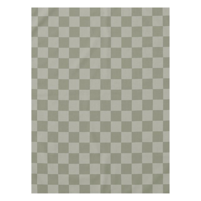 Olive Green and Gray Checkered Pattern Design Tablecloth (Front)