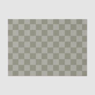Olive Green and Gray Checkered Pattern Design Tissue Paper