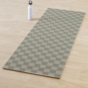 Olive Green and Gray Checkered Pattern Design Yoga Mat