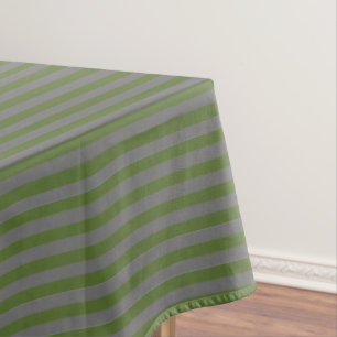 Olive Green and Gray Stripe Tablecloth