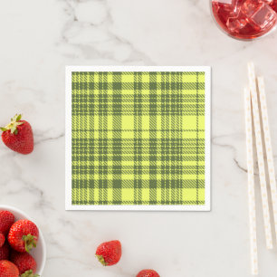 Olive Green and Lime Yellow Plaid Tartan Napkins