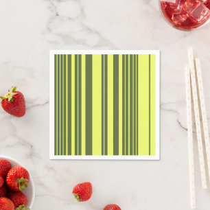 Olive Green and Lime Yellow Stripes Napkins