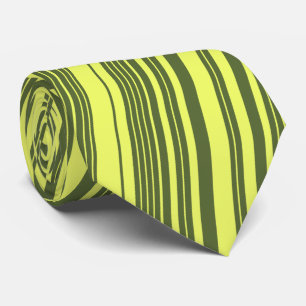Olive Green and Lime Yellow Stripes Neck Tie