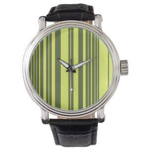 Olive Green and Lime Yellow Stripes Watch