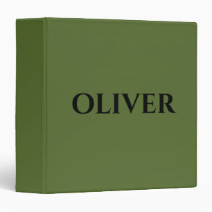 Olive Green and Minimalist Black Name 3 Ring Binder