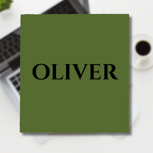 Olive Green and Minimalist Black Name Notepad