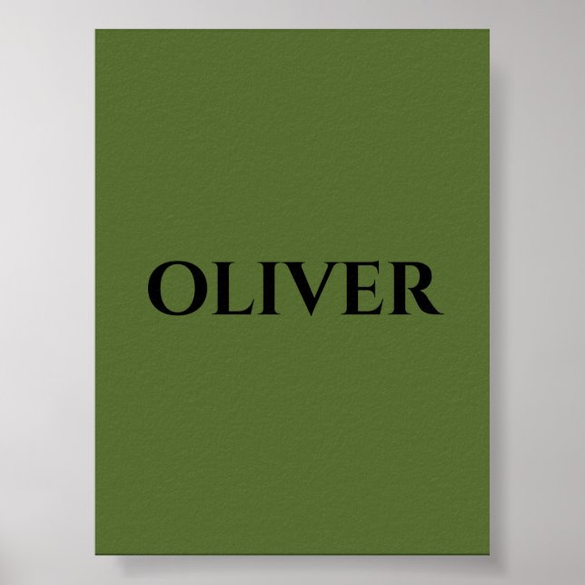 Olive Green and Minimalist Black Name   Poster (Front)