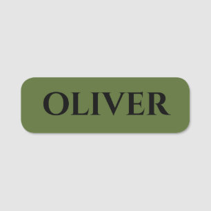 Olive Green and Minimalist Black Name   Tag