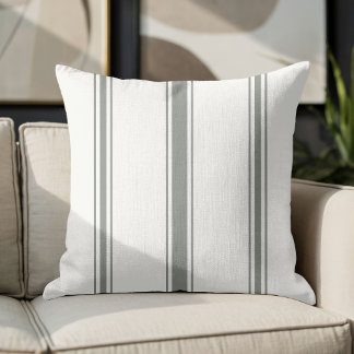 Olive Green and Oatmeal Stripe Throw Pillow