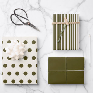 Olive Green and Old Lace Wrapping Paper Sheets    