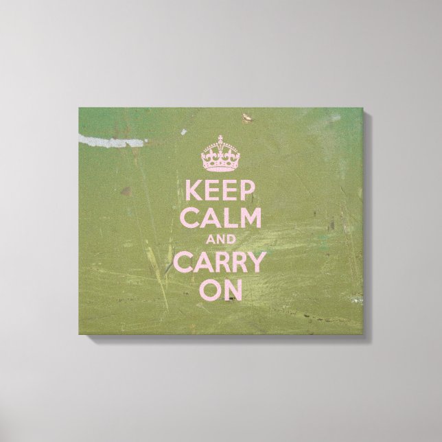 Olive Green and Pink Keep Calm Canvas Print (Front)