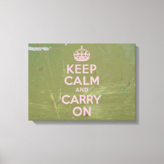 Olive Green and Pink Keep Calm Canvas Print
