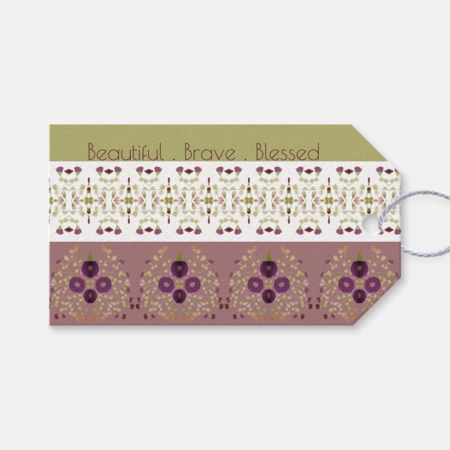 Olive Green And Purple Gift Tags (Front (Horizontal))