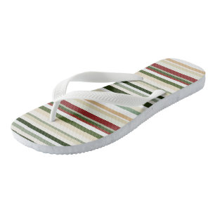 Olive, green and red Stripes Flip Flops