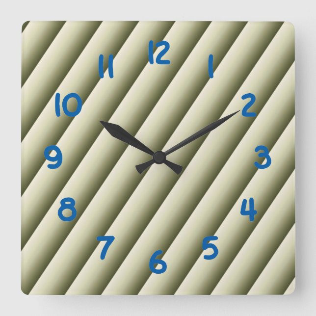 Olive Green and Tan Gradient Lines Square Wall Clock (Front)