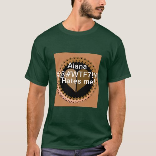 Olive Green and Tan Personalized with Message Men T_Shirt