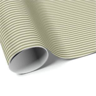 Olive Green and Tan Thin Stripes Wrapping Paper