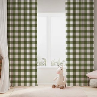 Olive Green And White Buffalo Plaid Checkered