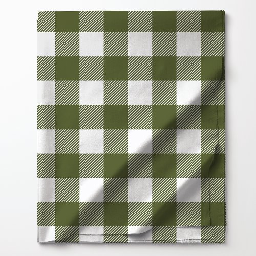 Olive Green and White Buffalo Plaid Pattern Fabric