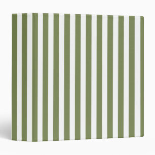 Olive green and white candy stripes 3 ring binder