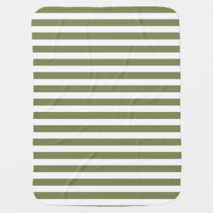Olive green and white candy stripes baby blanket