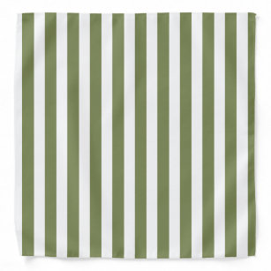 Olive green and white candy stripes bandana