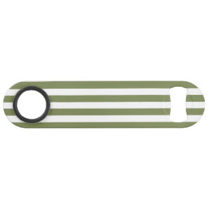 Olive green and white candy stripes bar key