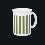 Olive green and white candy stripes beverage pitcher<br><div class="desc">Olive green and white candy stripes</div>