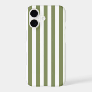 Olive green and white candy stripes iPhone 17 case
