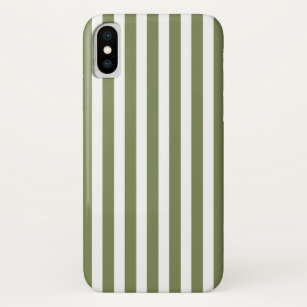 Olive green and white candy stripes iPhone x case