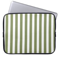 Olive green and white candy stripes laptop sleeve