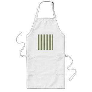 Olive green and white candy stripes long apron
