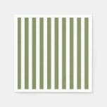 Olive green and white candy stripes napkins