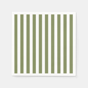 Olive green and white candy stripes napkins