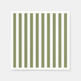 Olive green and white candy stripes napkins