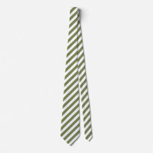 Olive green and white candy stripes neck tie