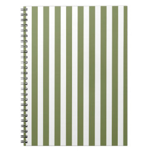 Olive green and white candy stripes notebook
