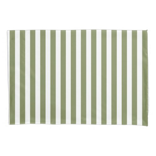Olive green and white candy stripes pillow case
