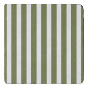 Olive green and white candy stripes trivet