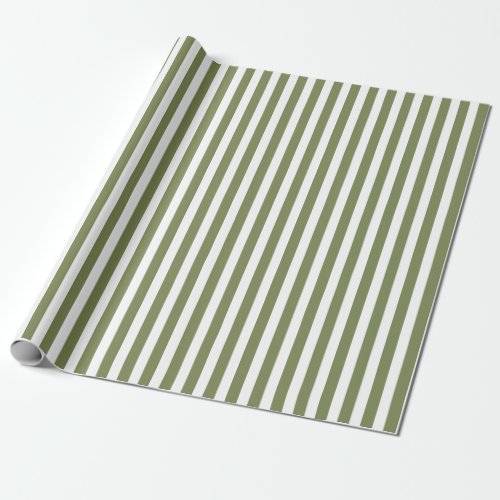 Olive green and white candy stripes wrapping paper