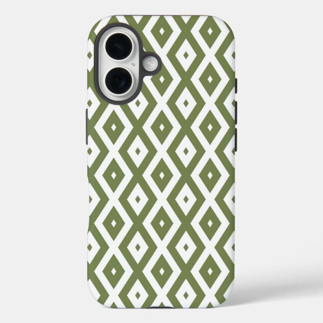 Olive green and white diamond pattern Case-Mate iPhone case (Back)