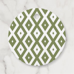 Olive green and white diamond pattern favor tags
